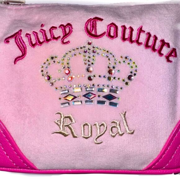 Juicy Couture Pink Juicy Kingdom Mini Shoulder Bag & Wristlet Crystal Crown Logo - Picture 3 of 10